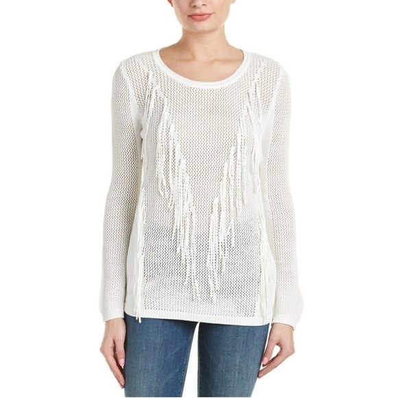 Sandro Scoop Neck Sweater with Fringe Size 8 - Picture 1 of 9